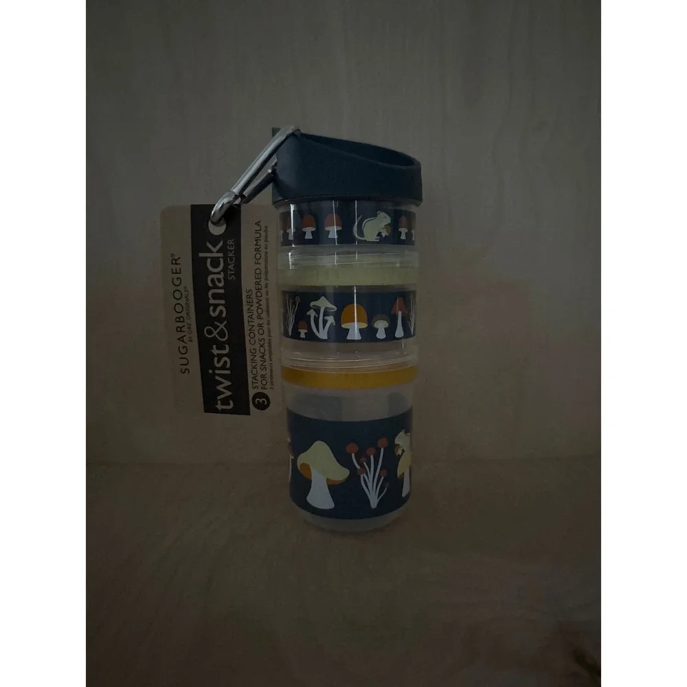 Sugarbooger Twist & Snack Stacker 3 Stacking Containers Mushroom Forest ‎ Blue